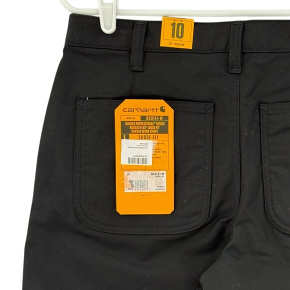 Carhartt Women's Rugged Flex Black Canvas Work Shorts Size 10 NWT 10" Inseam - Picture 4 of 11